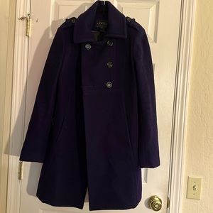 Pink Tartan Eggplant Purple coat in wool and cashmere sz 2